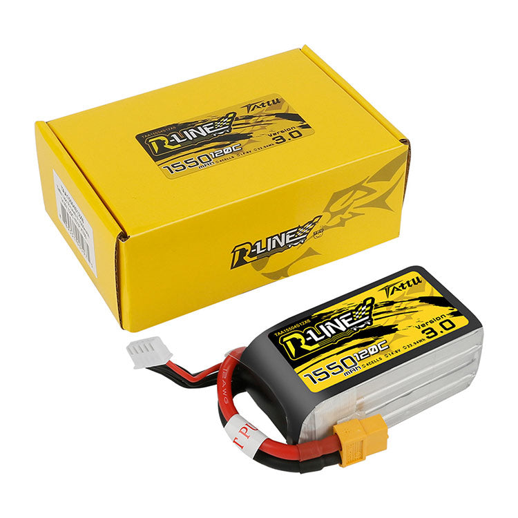 Tattu R-Line Version 3.0 1550mAh 14.8V 120C 4S1P Lipo Battery Pack With XT60 Plug Tattu R-Line Version 3.0 1550mAh 14.8V 120C 4S1P Lipo Battery Pack With XT60 Plug